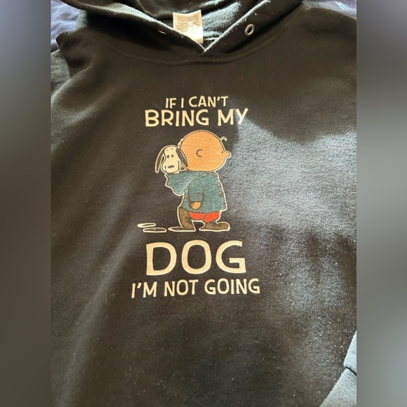Fun graphic “if I can’t bring my dog” hoody size medium black - Picture 2 of 5